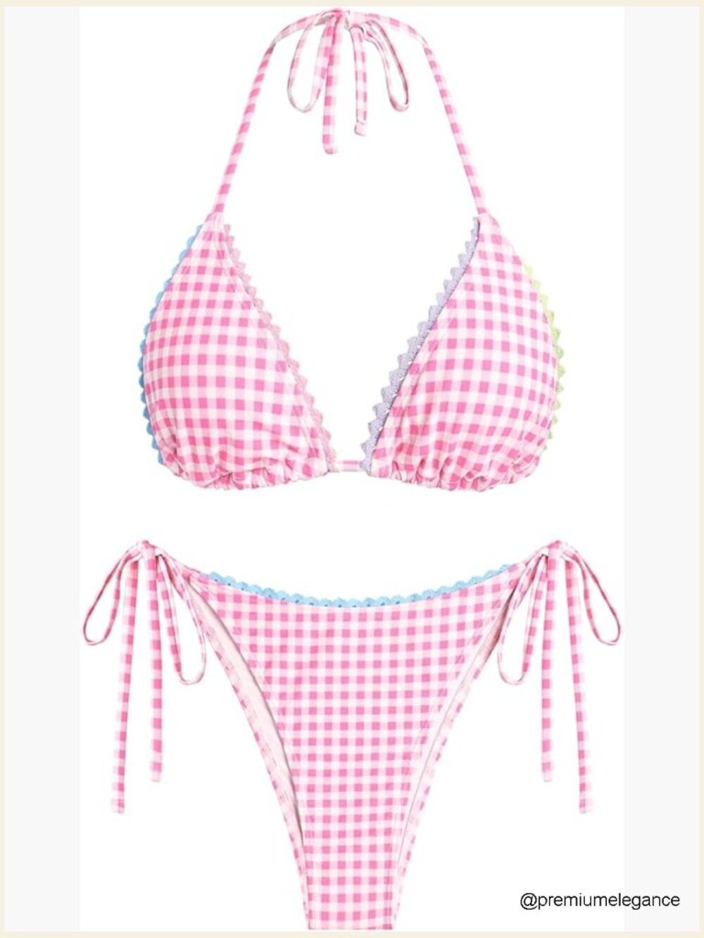 Womens 2 Piece Bikini Set Halter Triangle Top High Cut Cheeky Bottom Swimwear